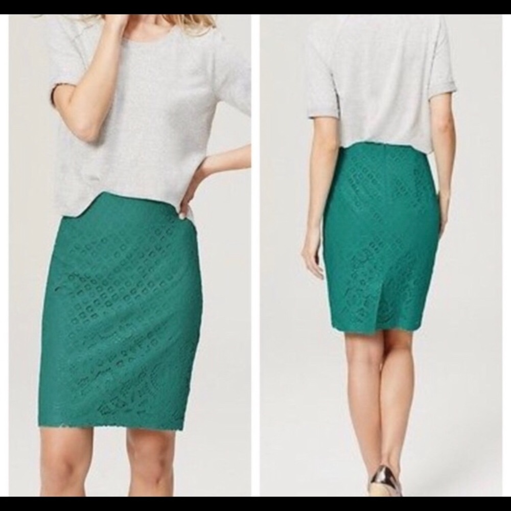 Loft Green Pencil Skirt
